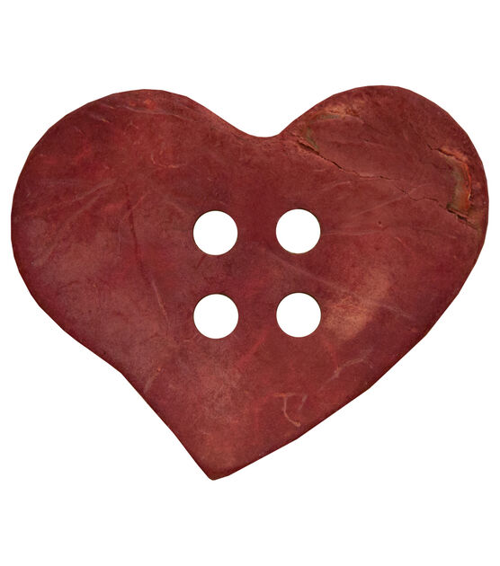 Organic Elements 2" Red Heart 4 Hole Button, , hi-res, image 2