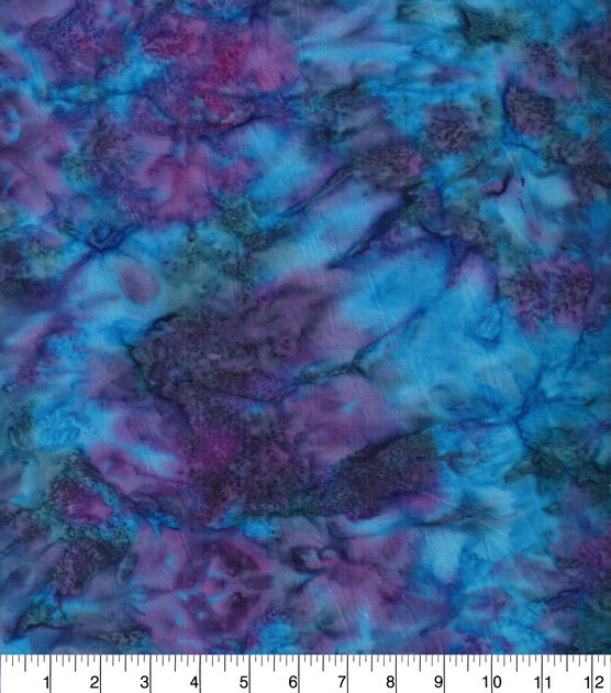 Indonesian Batik Cotton Fabric Purple Teal Bubble Mix, , hi-res, image 2