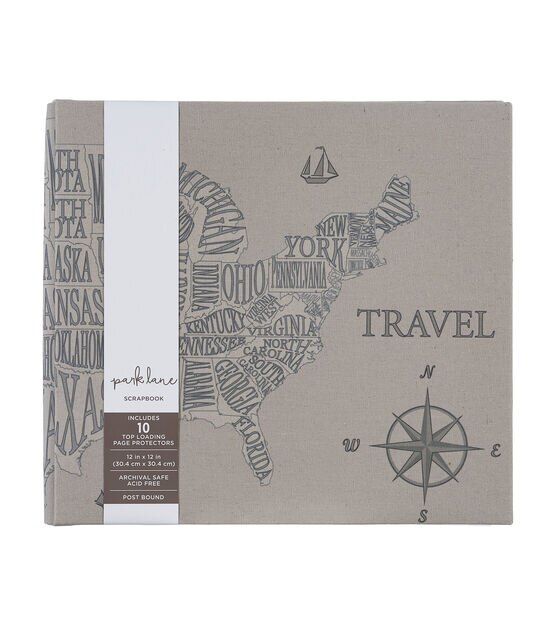 Travel Scrapbook Album, 12 x 12, 10 Top Load Pages, Unbranded, New