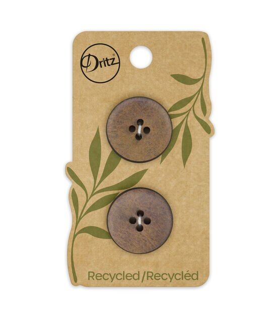Dritz 7/8" Recycled Leather Round 4 Hole Buttons 6pk, , hi-res, image 2