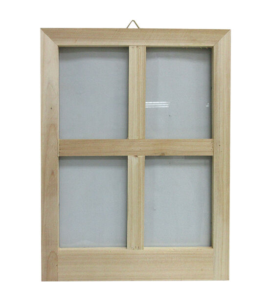 Fab Lab Glass & Unfinished Wooden Framed Window