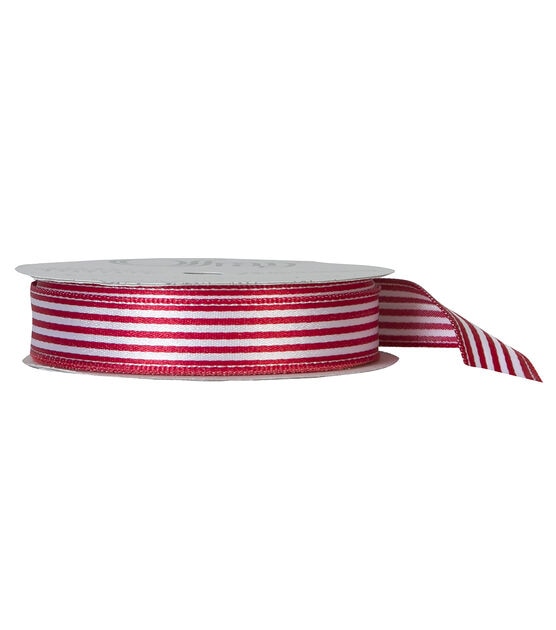 Offray 5/8"x9' Oxford Woven Stripe Ribbon Red