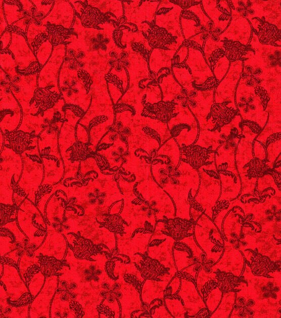 Jacobian Vines on Red Quilt Cotton Fabric by Keepsake Calico