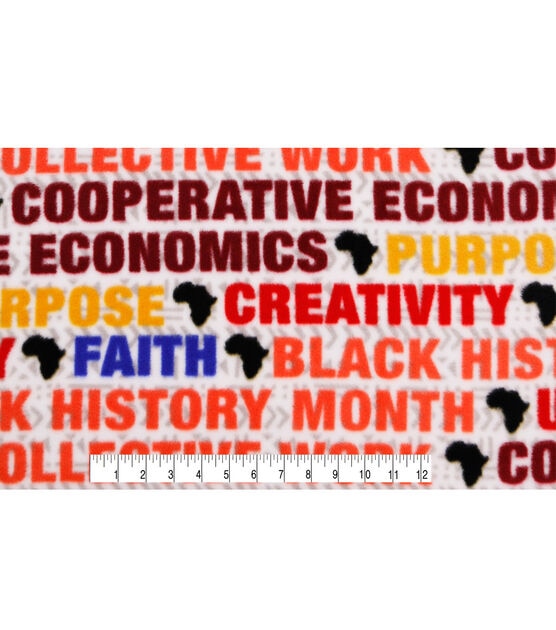 Black History Month Multicolor Words Anti Pill Fleece Fabric, , hi-res, image 4