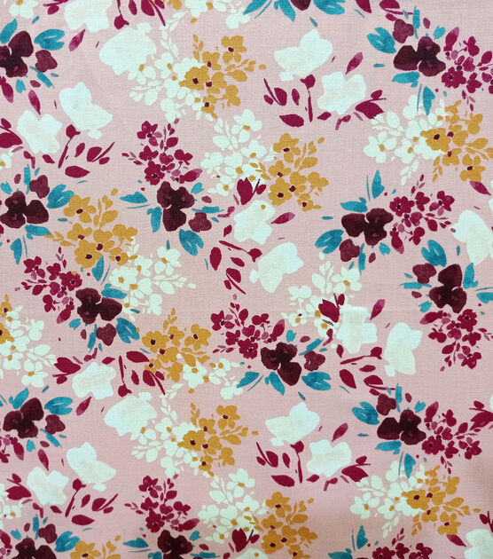 Winter Flowers on Pink Quilt Cotton Fabric by Keepsake Calico