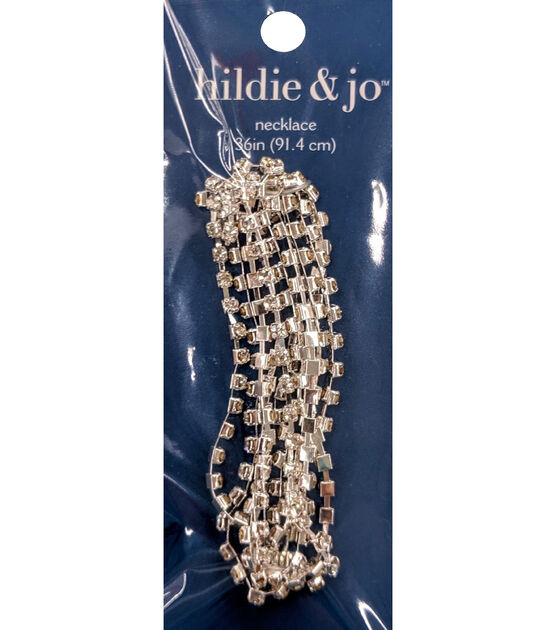 36" x 4mm Silver Cup Chain Necklace With Rhinestones by hildie & jo