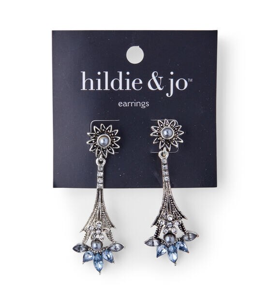 2" Silver Flower Drop Earrings by hildie & jo