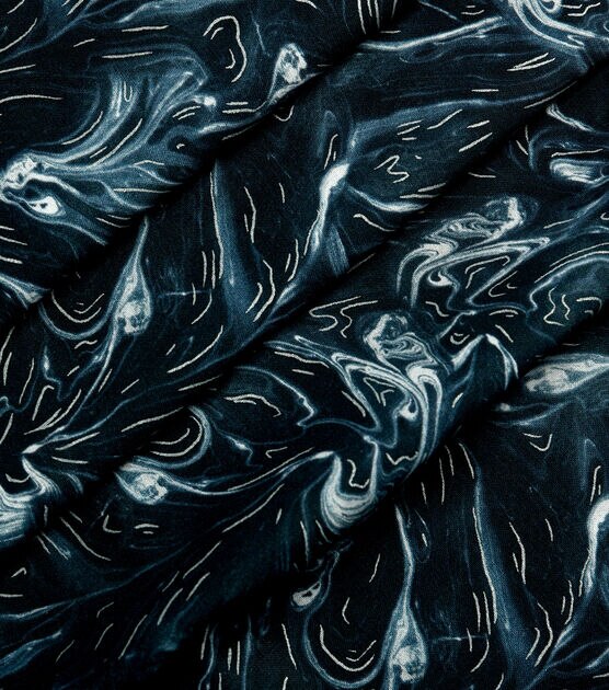 Drift Away Oil Slick Dark Blue Premium Metallic Cotton Fabric, , hi-res, image 3