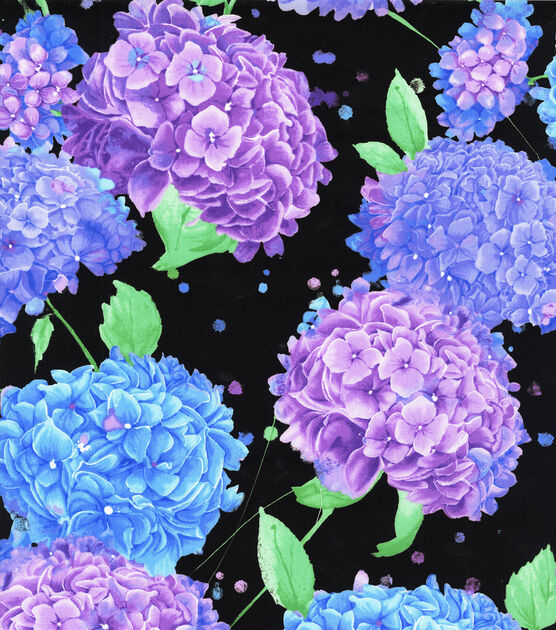 Hi Fashion Blue Purple Large Floral Premium Cotton Fabric