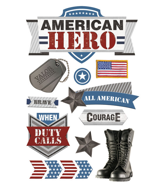 Paper House 4.5''x8.5'' 3D Stickers American Hero