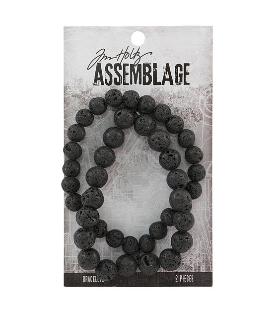 Tim Holtz Assemblage 8" Bracelets Lava Beads 2pk