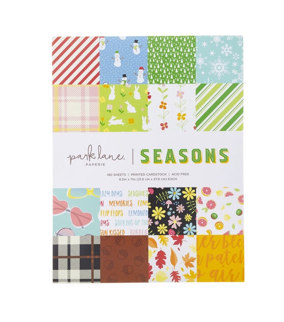 180 Sheet 8.5" x 11" Seasons Cardstock Paper Pack by Park Lane
