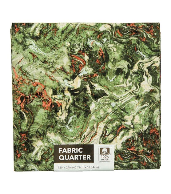 18" x 21" Green Oil Slick Cotton Fabric Quarter by Keepsake Calico