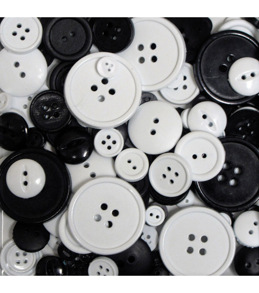 Favorite Findings 3.5oz Carnival Assorted Round Buttons, Tuxedo, swatch