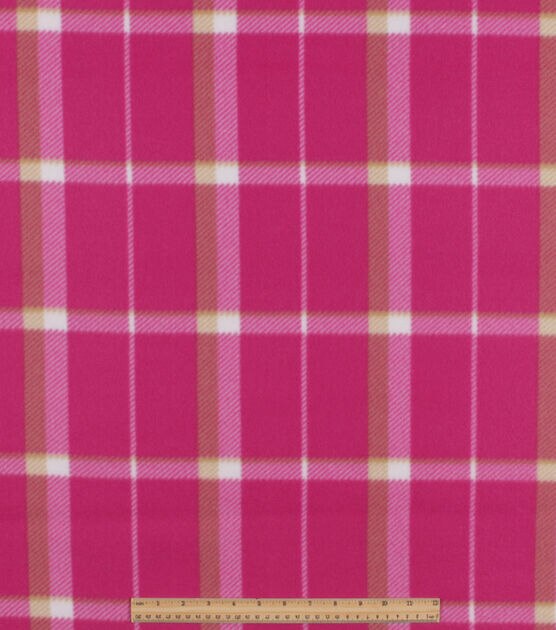 Hot Pink Plaid Blizzard Prints Fleece Fabric, , hi-res, image 2