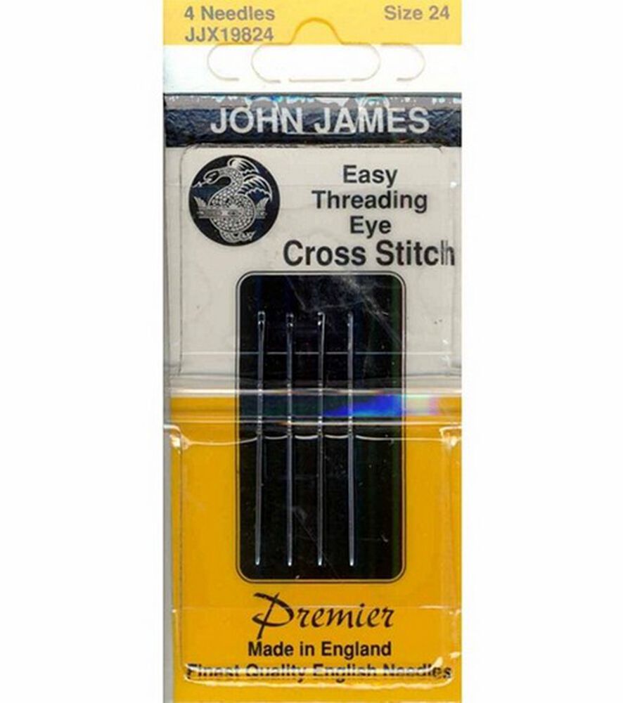 John James Easy Threading Eye Cross Stitch Hand Needles Size 26, Size 24 4pk, swatch