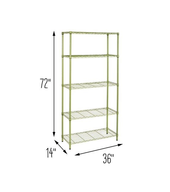 Honey Can Do 36" x 72" Olive 5 Tier Adjustable Shelving Unit 200lbs, , hi-res, image 8