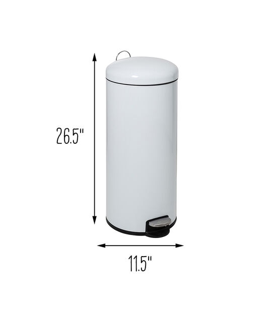 Honey Can Do 30 Liter White Steel Retro Round Step Trash Can, , hi-res, image 9
