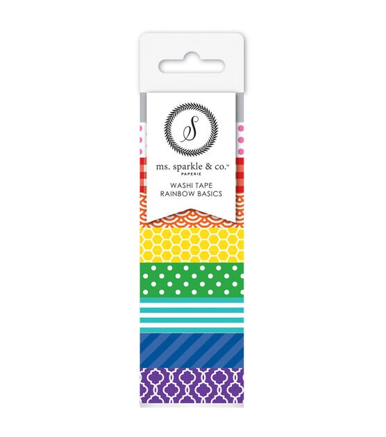Ms. Sparkle & Co. 8 pk Washi Tapes 0.6 mmx10 yds Rainbow Basics