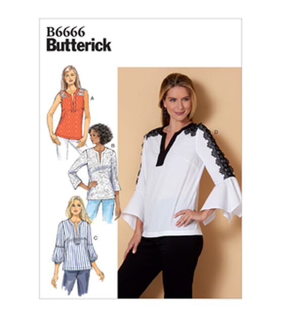 Butterick B6666 Size L to 2XL Misses Top Sewing Pattern