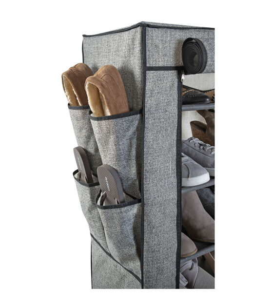 Simplify 46" x 48" Gray 7 Tier Double Wide 14 Shelf Shoe Closet, , hi-res, image 4