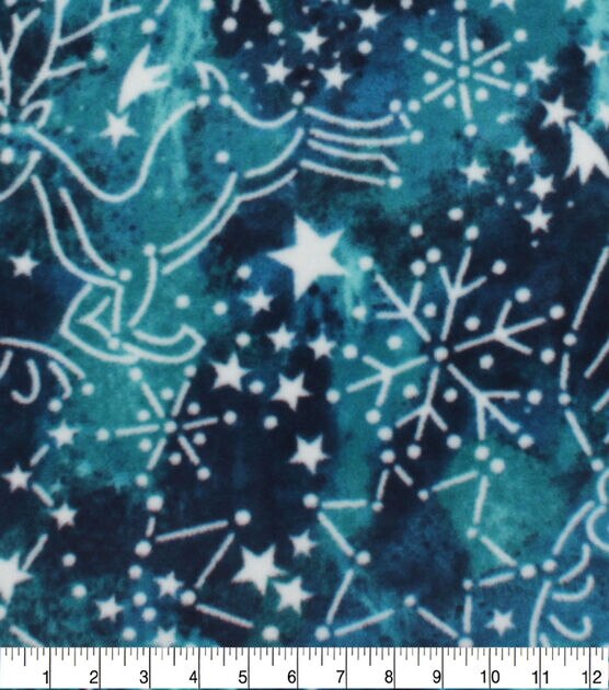 Constellations on Blue Anti Pill Fleece Fabric, , hi-res, image 1