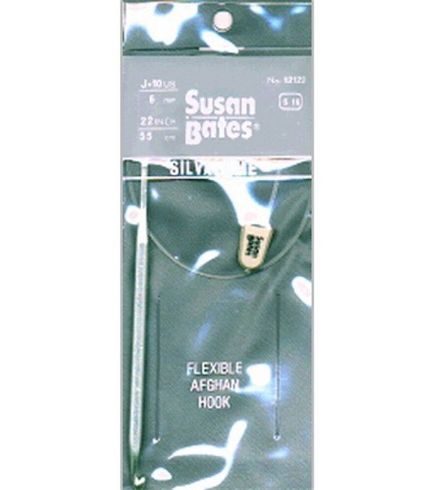 Susan Bates 22" Silvalume Flexible Afghan Hook, Size J10/6mm, swatch