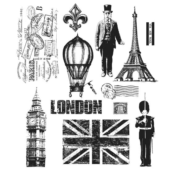 Stampers Anonymous Tim Holtz Cling Rubber Stamp Set Paris To London