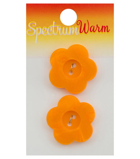 Spectrum Warm 1" Orange Flower 2 Hole Buttons 2pk