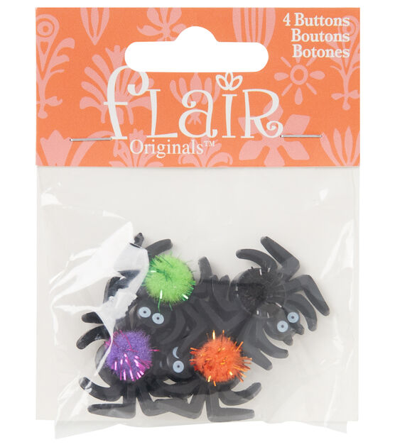 Flair Originals 1" Multi Pom Pom Spider Shank Buttons 4pc