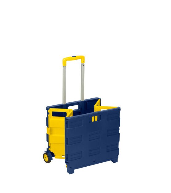 Honey Can Do 18" x 39" Blue & Yellow Folding Utility Cart With Handle, , hi-res, image 4