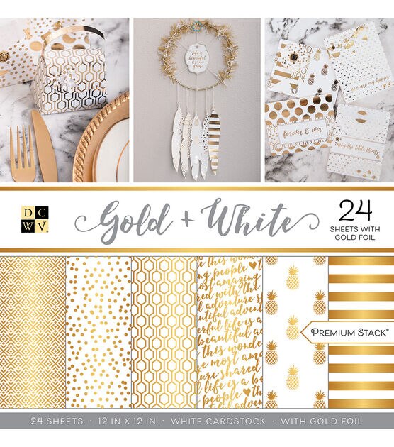 DCWV Premium Stack Double-sided Printed Cardstock - Gold & White