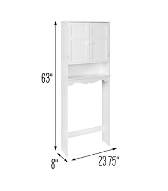 Honey Can Do 23.5" x 63" White Over The Toilet Bath Cabinet Space Saver, , hi-res, image 8