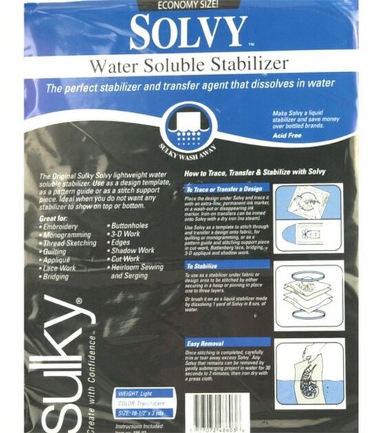 Sulky 19.5" x 3yd Solvy Water Soluble Stabilizer