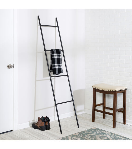 Honey Can Do Leaning Ladder Rack Black, , hi-res, image 2