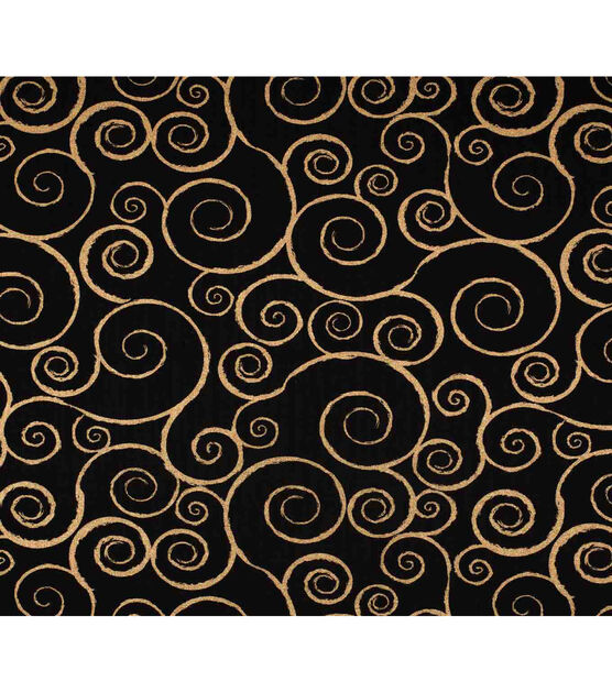 Swirls on Black Quilt Metallic Cotton Fabric by Keepsake Calico