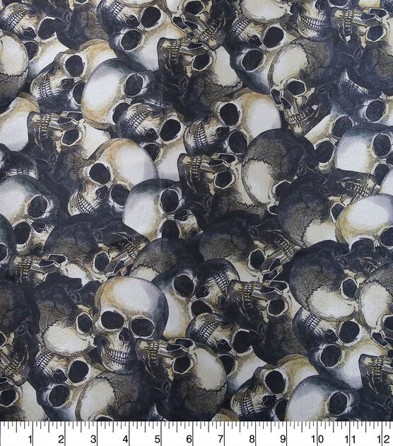 The Witching Hour Packed Skull Print On Satin Halloween Fabric, , hi-res, image 4