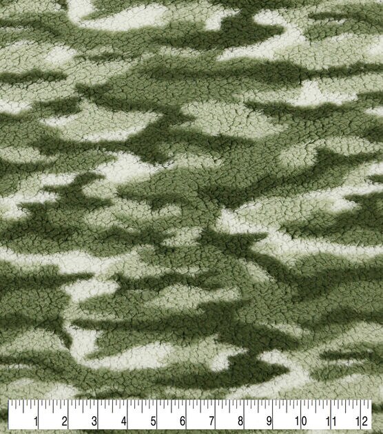 Green Camouflage Sherpa Fabric, , hi-res, image 2