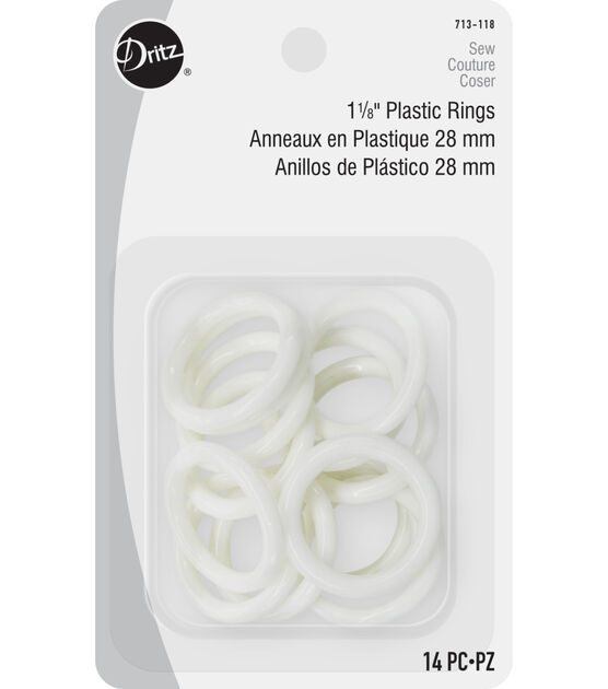 Dritz 1-1/8" Plastic Rings, White, 14 pc