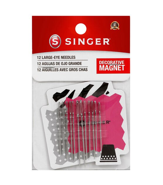 SINGER Assorted Large Eye Needles with Collectible Magnet Storage 12 ct