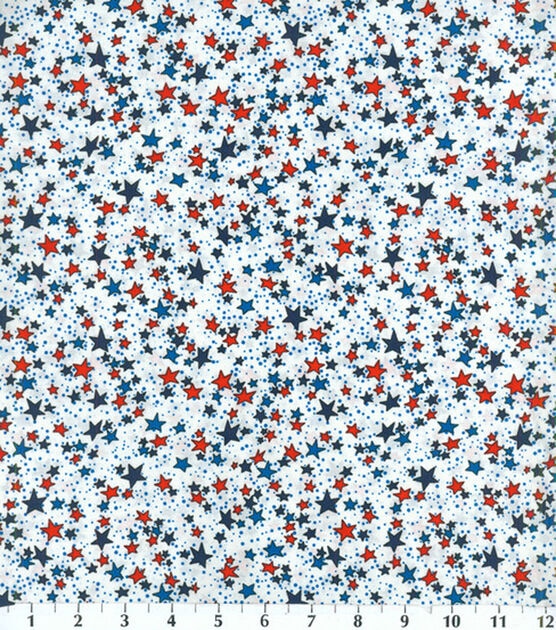Patriotic White Dotted Stars Cotton Fabric