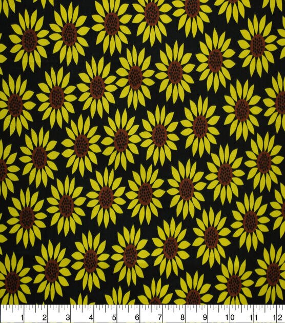 Large Sunflowers on Black Quilt Cotton Fabric by Quilter's Showcase