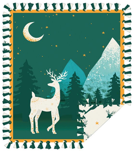 72" Wide Winter Deer No Sew Fleece Blanket by Place & Time