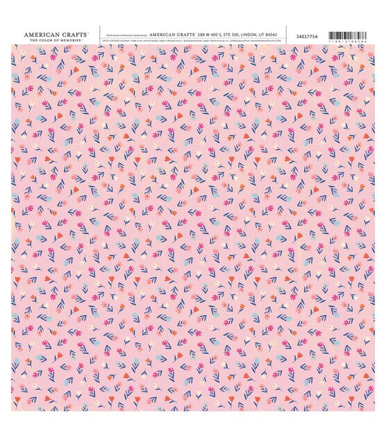 American Crafts Pink Mini Flowers Single Sheet