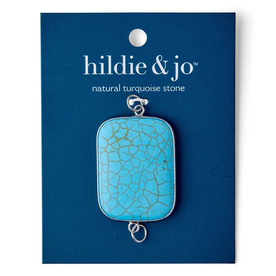 2" Turquoise Silver Rimmed Flat Stone Connector by hildie & jo