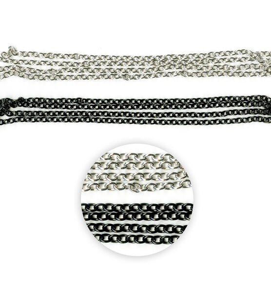 27" Black & Silver Oval Cable Metal Chains 2ct by hildie & jo
