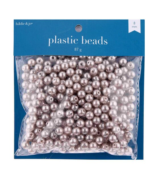8mm Dove Gray Round Plastic Pearl Beads by hildie & jo