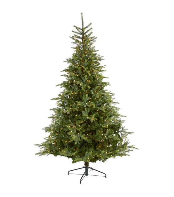 Nearly Natural 8' Clear Pre Lit North Carolina Spruce Christmas Tree