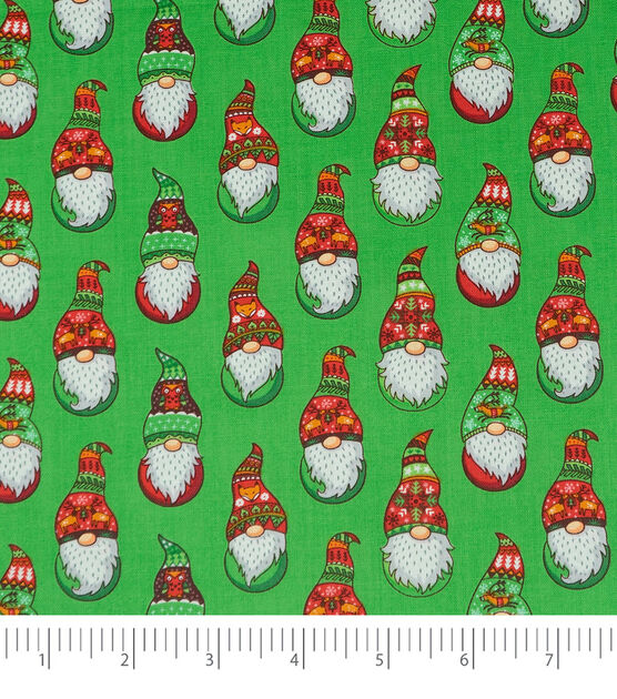 Singer Santa's on Green Christmas Cotton Fabric