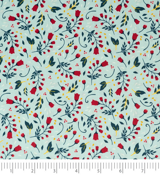 Singer Tiny Flowers on Blue Christmas Cotton Fabric